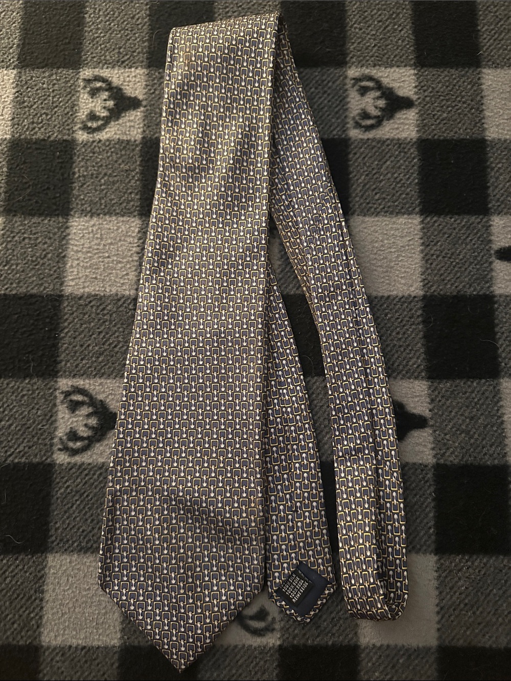 Pierre Cardin Navy and Gold Geometric Silk Tie